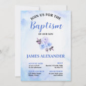 Elegant Pastel Blauer Taufen Einladung (Vorderseite)