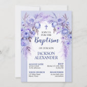 Elegant Pastel Blauer Taufen Einladung (Vorderseite)