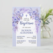 Elegant Pastel Blauer Taufen Einladung (Stehend Vorderseite)