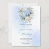 Elegant Pastel Blue Hydrangea Wedding Invitation Einladung (Vorderseite)