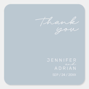 Elegant Pastel Blue Minimal Vielen Dank für Ihre H Quadratischer Aufkleber