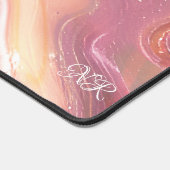 Elegant Pastel Blush Pink Girly Monogram Marbid Schreibtischunterlage (Ecke)