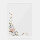 Elegant Pastel Boho Blumenkalligraphie Willkommen Acrylschild (Vorderseite)