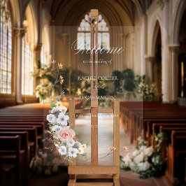 Elegant Pastel Boho Blumenkalligraphie Willkommen Acrylschild