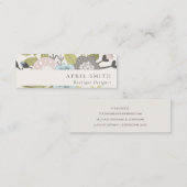 Elegant Pastel Boho Blush Blue Green Leafy Floral Mini Visitenkarte (Vorne/Hinten)
