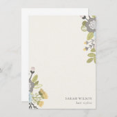 Elegant Pastel Boho Blush Blue Green Leafy Floral Mitteilungskarte (Vorne/Hinten)