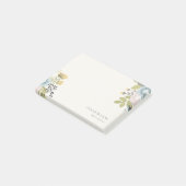 Elegant Pastel Boho Blush Blue Green Leafy Floral Post-it Klebezettel (angewinkelt)