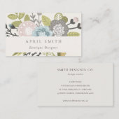 Elegant Pastel Boho Blush Blue Green Leafy Floral Visitenkarte (Vorne/Hinten)