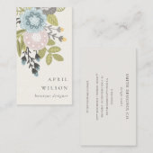 Elegant Pastel Boho Blush Blue Green Leafy Floral Visitenkarte (Vorne/Hinten)