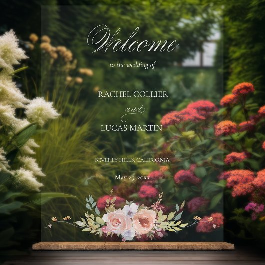 Elegant Pastel Boho Floral Calligraphy Acrylschild