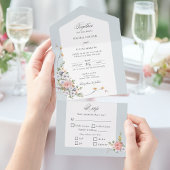 Elegant Pastel Boho Floral Calligraphy All In One Einladung