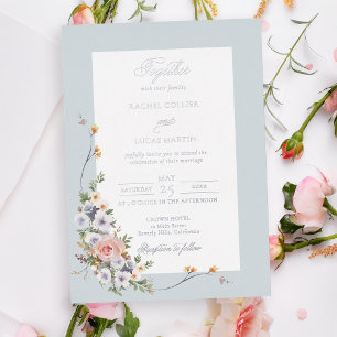 Elegant Pastel Boho Floral Calligraphy Folieneinladung