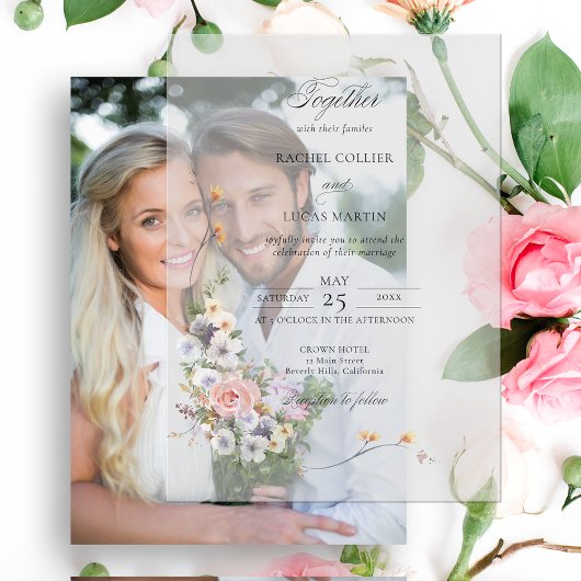 Elegant Pastel Boho Floral Calligraphy Pergament Einladungen