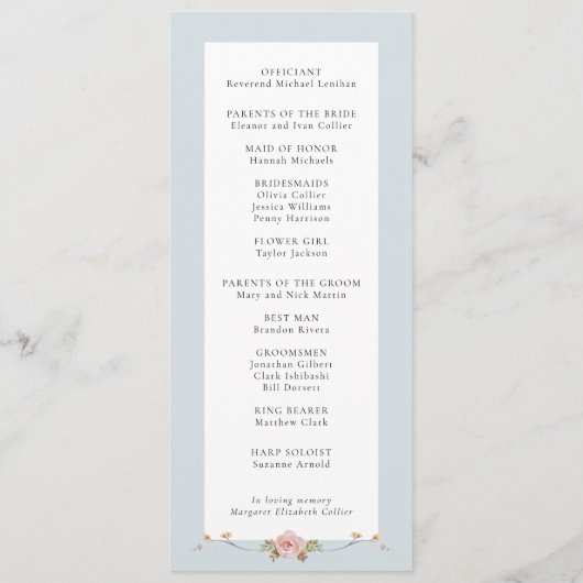 Elegant Pastel Boho Floral Calligraphy Programm (Rückseite)