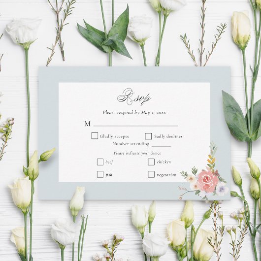 Elegant Pastel Boho Floral Calligraphy RSVP Karte