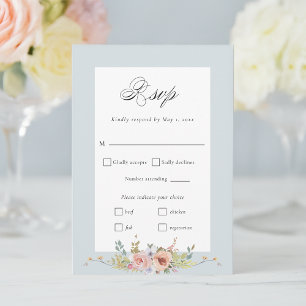 Elegant Pastel Boho Floral Calligraphy RSVP Karte