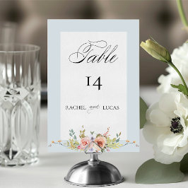 Elegant Pastel Boho Floral Calligraphy Tischnummer