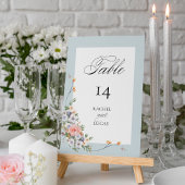 Elegant Pastel Boho Floral Calligraphy Tischnummer