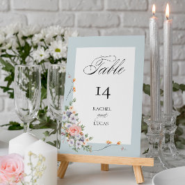 Elegant Pastel Boho Floral Calligraphy Tischnummer