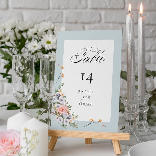 Elegant Pastel Boho Floral Calligraphy Tischnummer
