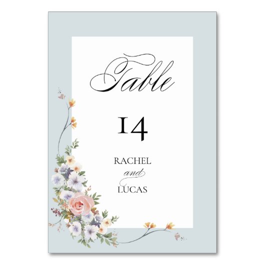 Elegant Pastel Boho Floral Calligraphy Tischnummer (Vorderseite)