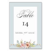Elegant Pastel Boho Floral Calligraphy Tischnummer (Vorderseite)