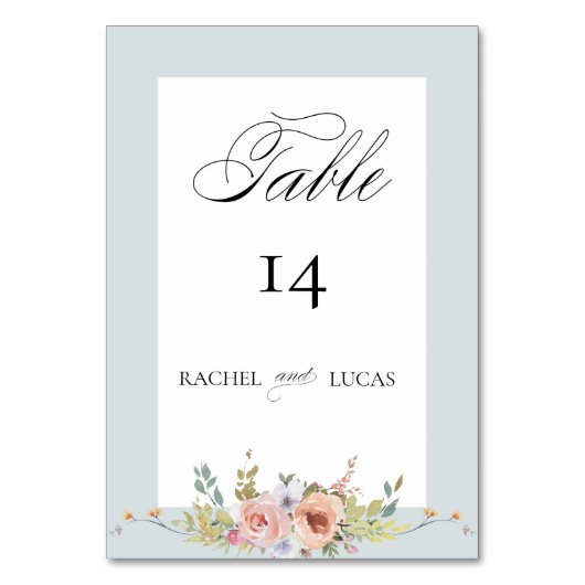 Elegant Pastel Boho Floral Calligraphy Tischnummer (Vorderseite)