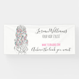 Elegant Pastel Bride Wavy Hair Styling Floral Banner