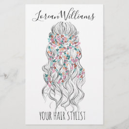 Elegant Pastel Bride Wavy Hair Styling Floral Flyer