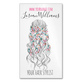Elegant Pastel Bride Wavy Hair Styling Floral Magnetische Visitenkarte