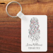 Elegant Pastel Bride Wavy Hair Styling Floral QR Schlüsselanhänger (Vorderseite)