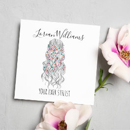 Elegant Pastel Bride Wavy Hair Styling Floral Quadratische Visitenkarte