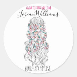 Elegant Pastel Bride Wavy Hair Styling Floral Runder Aufkleber