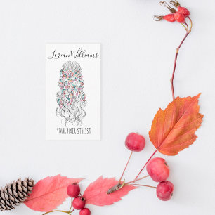 Elegant Pastel Bride Wavy Hair Styling Floral Visitenkarte