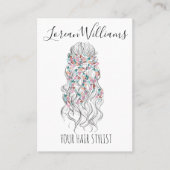 Elegant Pastel Bride Wavy Hair Styling Floral Visitenkarte (Vorderseite)