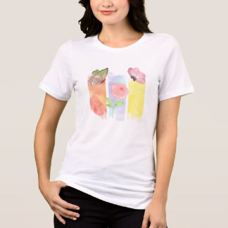 Elegant Pastel Butterfly & Rose T-Shirt Tri-Blend Shirt