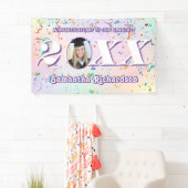 Elegant Pastel Class of 2025 Confetti Name Foto Banner (Insitu)