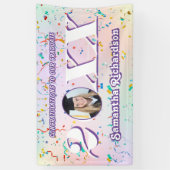 Elegant Pastel Class of 2025 Confetti Name Foto Banner (Vertikal)