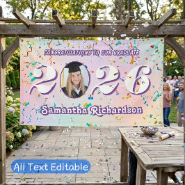 Elegant Pastel Class of 2025 Confetti Name Foto Banner