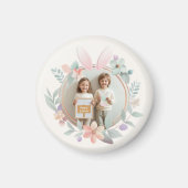 Elegant Pastel Easter Photo Frame with Bunny Ears  Magnet (Vorne)