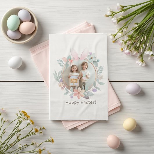 Elegant Pastel Easter Photo Kitchen Towel Geschirrtuch
