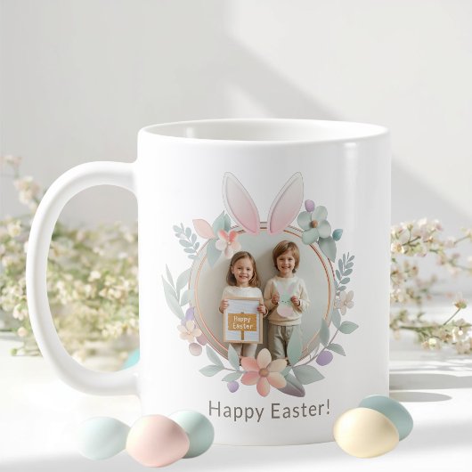 Elegant Pastel Easter Photo Mug | Bunny Frame Kaffeetasse
