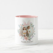 Elegant Pastel Easter Photo Mug with Bunny Frame Tasse (Zentrum)