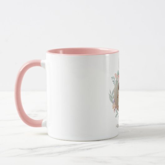 Elegant Pastel Easter Photo Mug with Bunny Frame Tasse (Links)