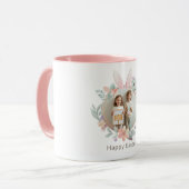 Elegant Pastel Easter Photo Mug with Bunny Frame Tasse (Vorderseite Links)