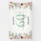 Elegant Pastel Floral 60th Birthday Party  Banner (Vertikal)
