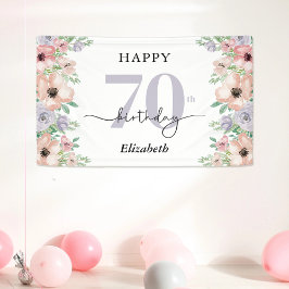 Elegant Pastel Floral 70. Geburtstagsparty Banner