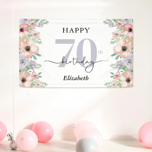 Elegant Pastel Floral 70. Geburtstagsparty Banner