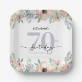 Elegant Pastel Floral 70th Birthday Party Pappteller (Vorderseite)