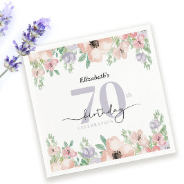 Elegant Pastel Floral 70th Birthday Party Serviette